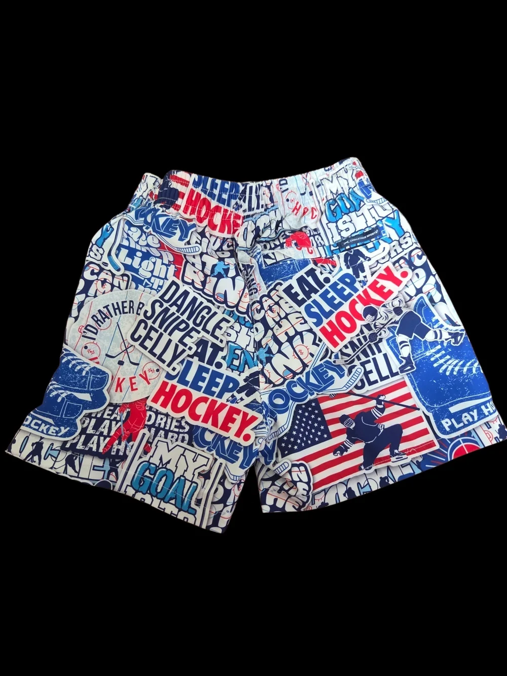 Kids Hockey Graphic Swim/Play Shorts - Blue & Red